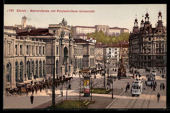 Cartoline postali: Zürich, Bahnhofplatz mit Polytechnikum- – Usato da Berlin venduto da bartko-reher