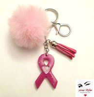 Schlüssel-Anhänger "PINK RIBBON" 🎗️💕fuchsia mit rosa Herz