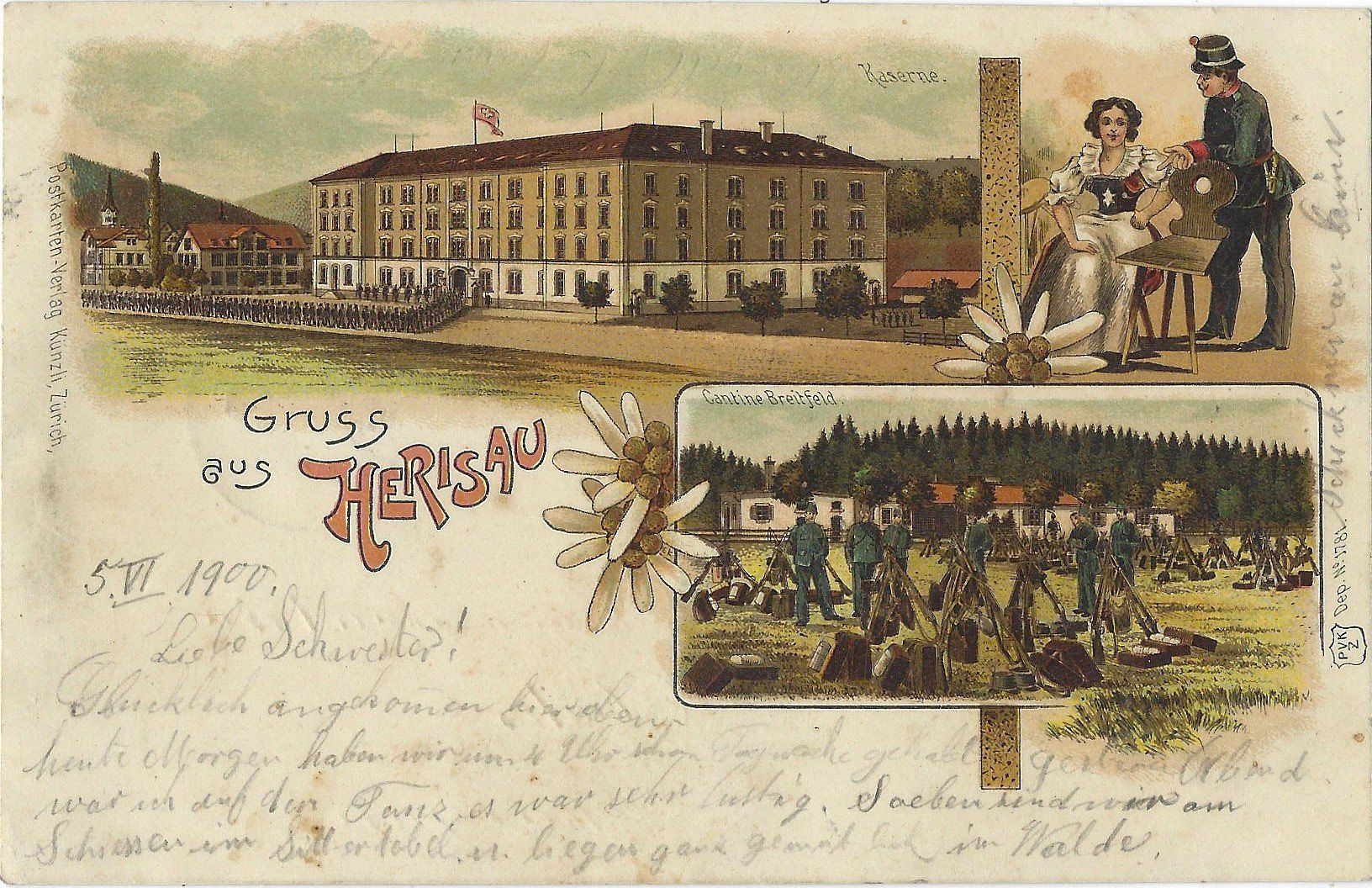 Cartoline postali: Gruss  aus   HERISAU – Usato da Bütschwil venduto da Jackson1A