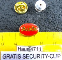 AUDI AUTO LOGO PIN GLASIERT KLEIN-FEIN GOLDIG SECURITY-CLIP