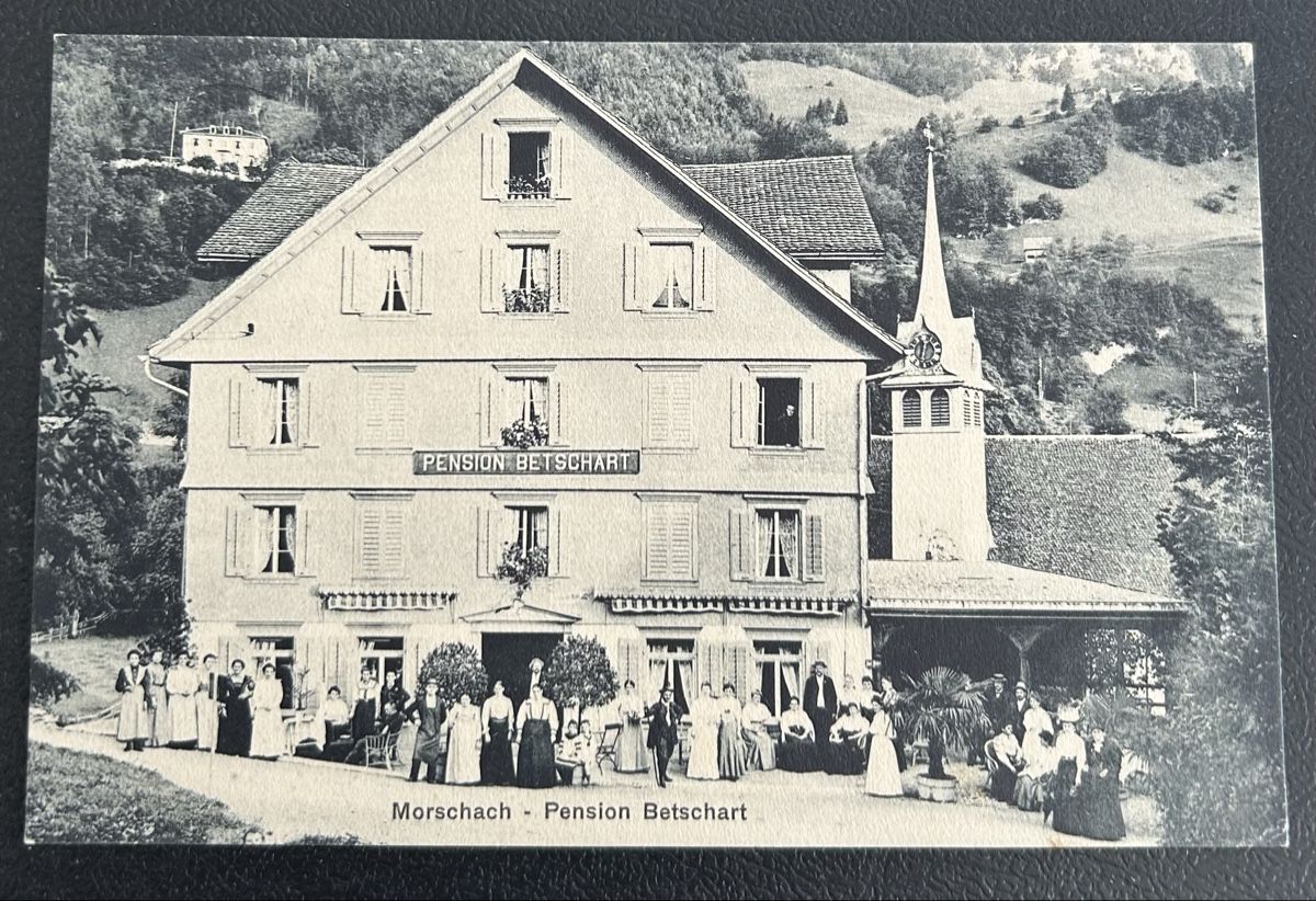 Cartoline postali: Morschach Pension Betschart  – Usato da Horw venduto da Tellbub