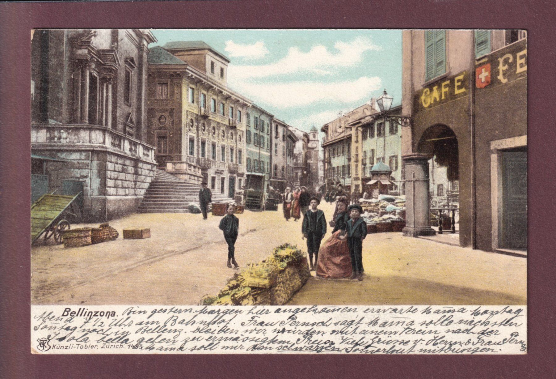 Cartes postales: BELLINZONA - Piazza Cattedrale - 1905 – D'occasion à Pully par nicecards