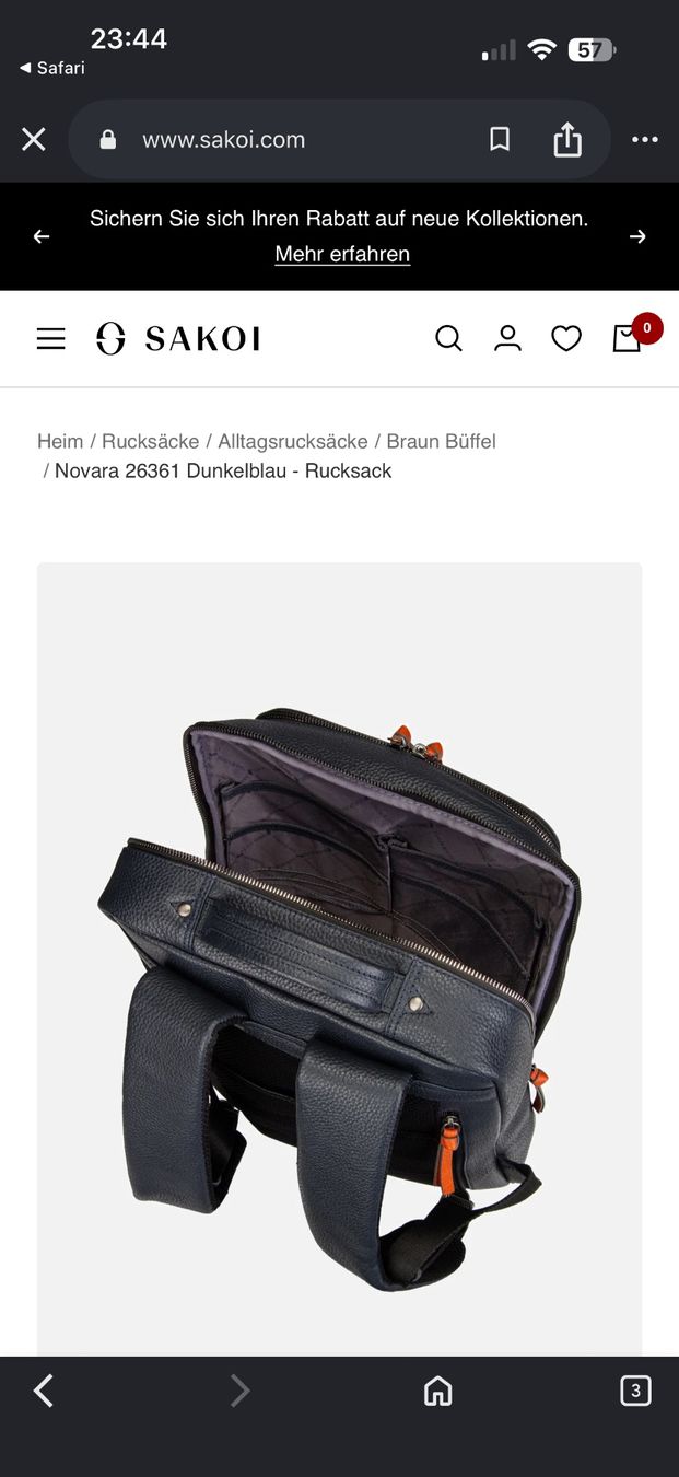 Zaini: RUCKSACK BRAUN BÜFFEL NOVARA DUNKELBLAU – Nuovo (secondo la descrizione) da Birr venduto da WalkyriaM 6