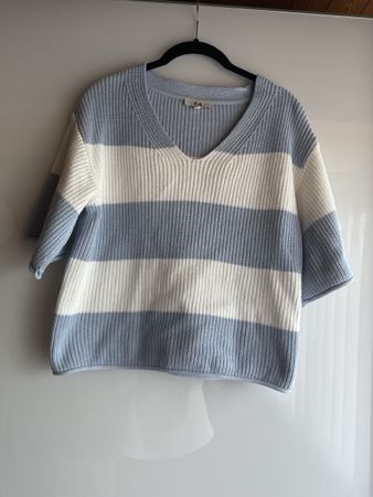 Sommerlicher Strickpullover C&A Grösse S hellblau / weiss
