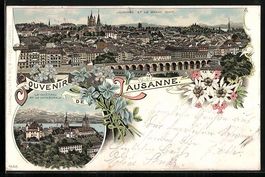 Litho Lausanne, Ville et le Grand Pont, 