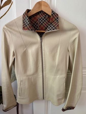Veste en cuir beige réversible - Chic !