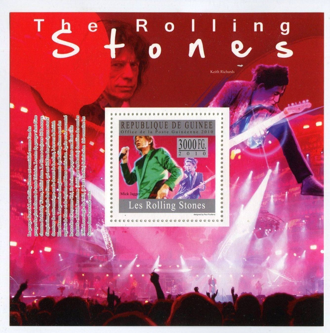 Tutti i francobolli: Block "The Rolling Stones". Guinea. – Nuovo e nell'imballaggio originale da Basel venduto da Butsch5