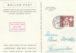 Ballonpost Zürich 1958