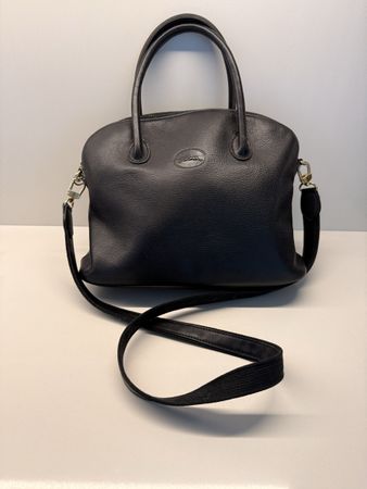 Longchamp Tasche Leder Schwarz Damen Umhängetasche 