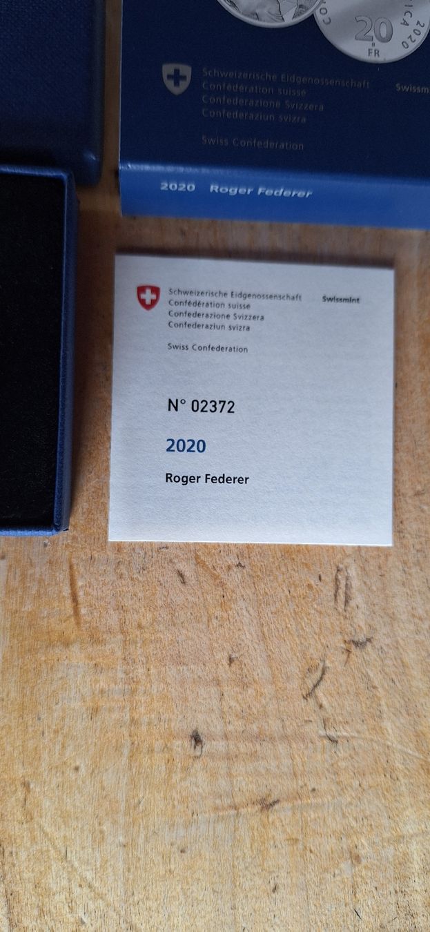 Alle Münzen: Pièce Roger Federer 20 francs argent 2020 – Neu und originalverpackt aus Le Sentier von Loorenz 2