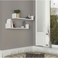 2er Set Wandregale, plus 1zusammen gesetztes, weiss, neu.