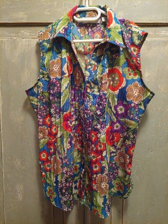 Vintage Lemon Grass . Top-Bluse ärmellos - M