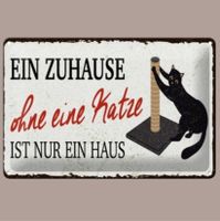 🔥 ZUHAUSE MIT KATZE Blechschild 🎀 12x18cm OVP 🔥