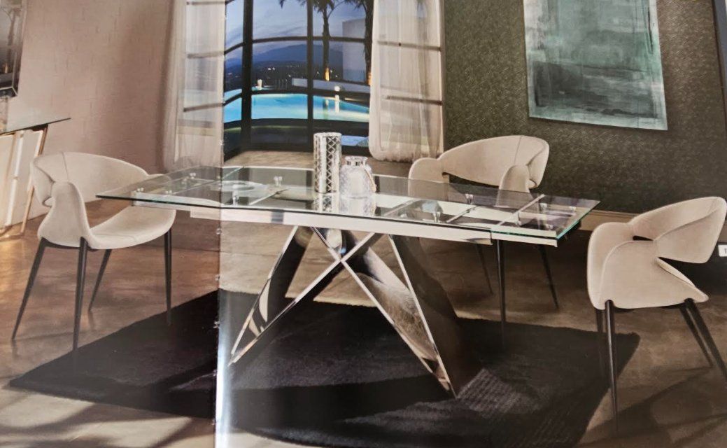 Tavoli: Table en verre et chrome avec allonges intégrées – Nuovo (secondo la descrizione) da Etoy venduto da eme_c8rt 1