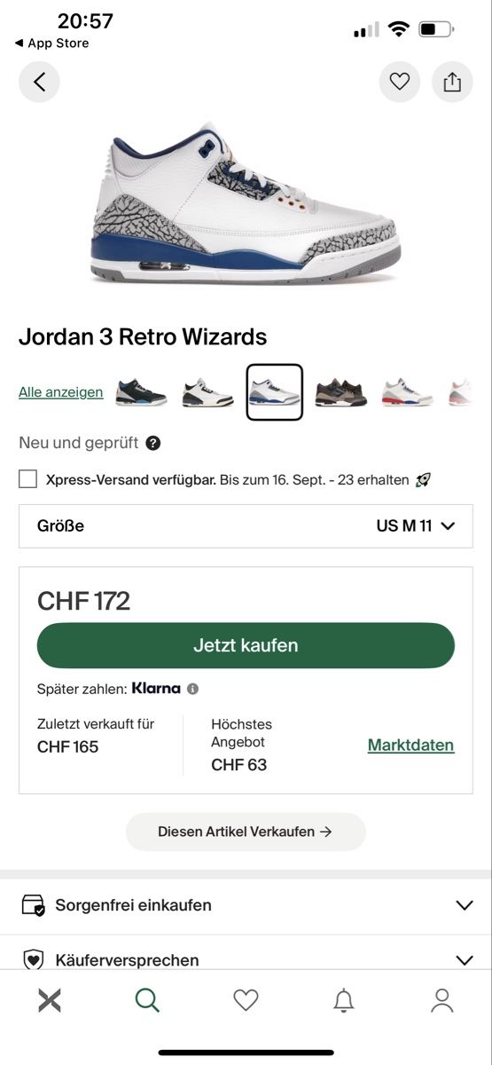 Jordan Scarpe da uomo: Jordan 3 Retro Wizards Grösse 45 – Nuovo e nell'imballaggio originale da Weggis venduto da gia_9p26 5