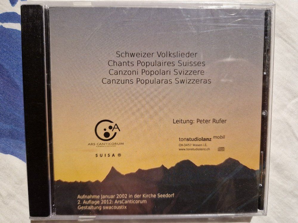 CD: Schweizer Volkslieder: Ars Canticorum - Vergriffen! – Nuovo e nell'imballaggio originale da Brittnau venduto da Zibu
