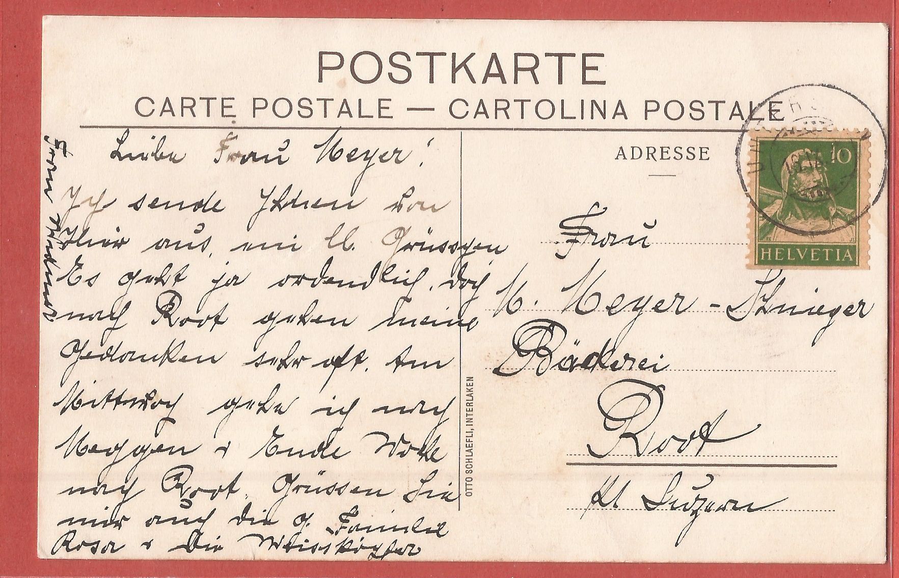 Cartoline postali: Interlaken - Hotel Beau-Site - 1921 – Usato da Fislisbach venduto da Porano 1