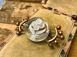 JUGENDSTIL BROSCHE BRONZEGUSS LUCITE BAKELIT FRANCE UM 1900