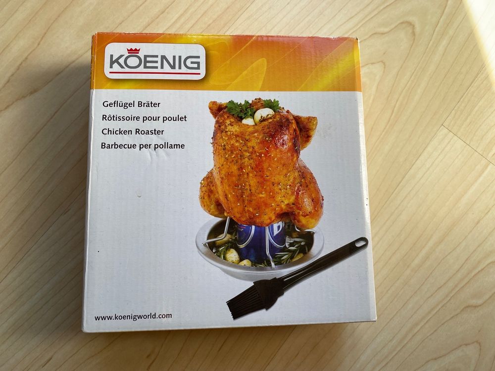 Original K&K Hähnchenbräter Weiß – Geflügelbräter Aus Steinzeug, 25x21x19 Cm, Für Fettarmes, Knuspriges Hähnchen