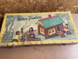 Retro Holzbaukasten "Maison Forestiere", Vintage Spielzeug