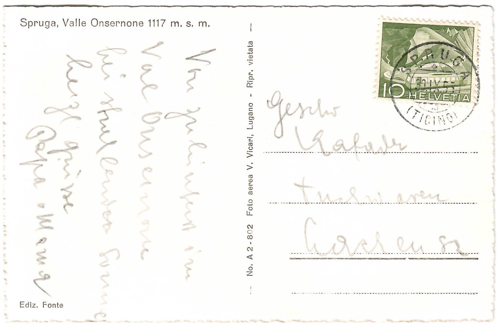 Cartoline postali: Flugaufnahme  Spruga,  Valle Onsernone – Usato da Kerns venduto da etma3 1