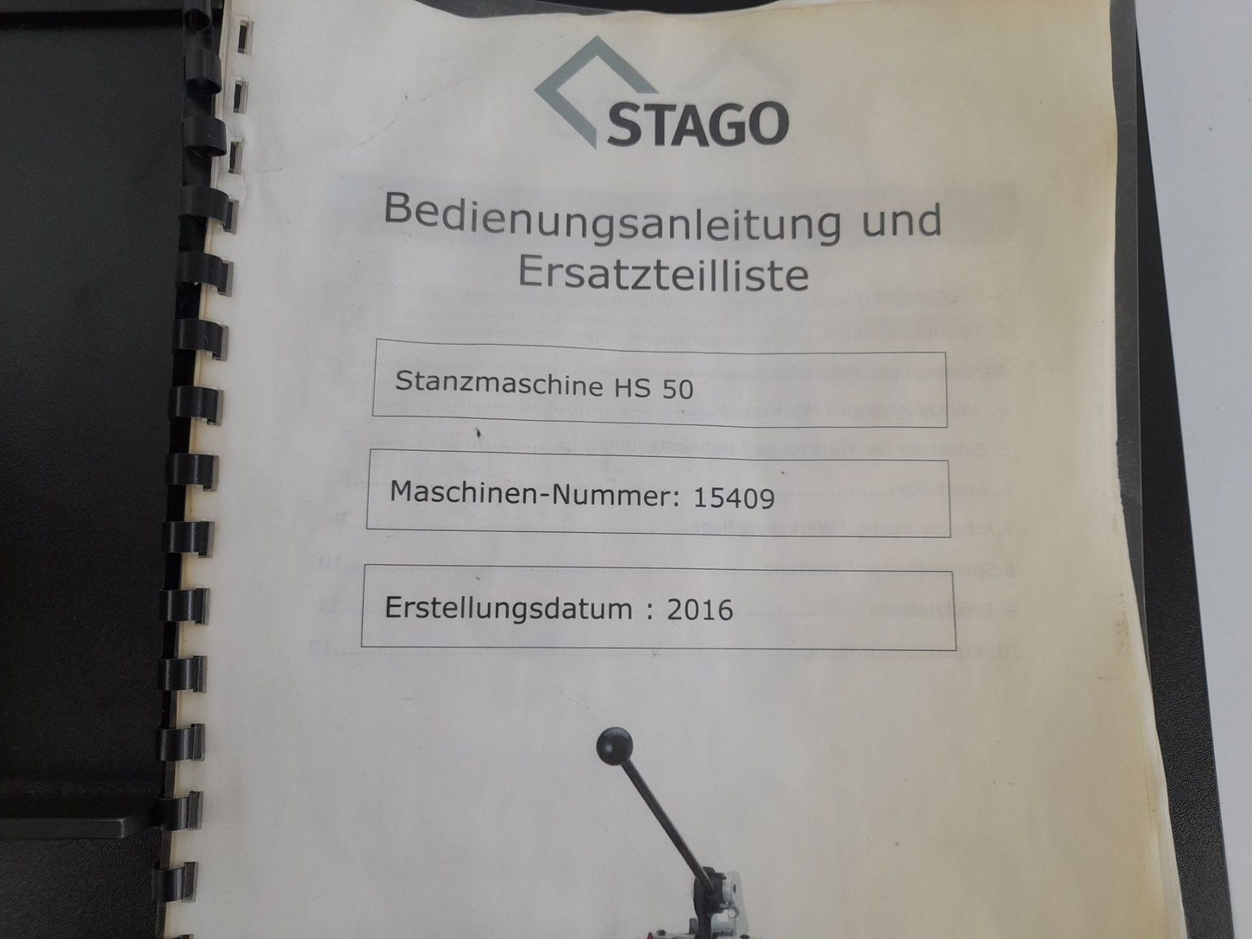 Tutte le macchine: STAGO Stanzmaschine HS 50 – Usato da Liebefeld venduto da Restwert_Liebefeld 3