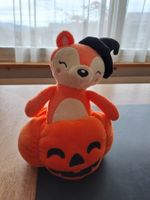 Halloween Deko, Plüschi, Kürbis mit Fuchs, wie neu, knuffig