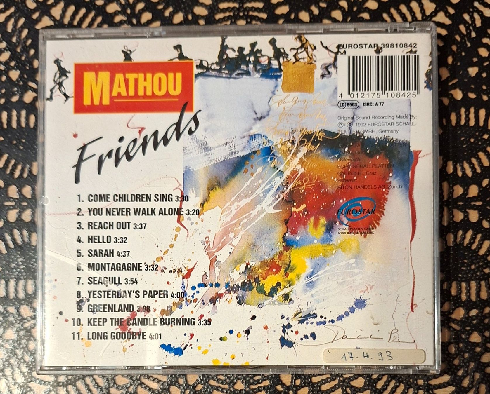 CD: Mathou - Friends, DE Pop CD Abum 1992 – Usato da Schönenberg TG venduto da Gregolino76 1