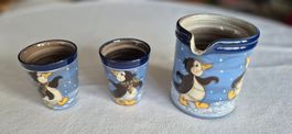 Keramik-Krug und 2 Becher Kohler-Keramik