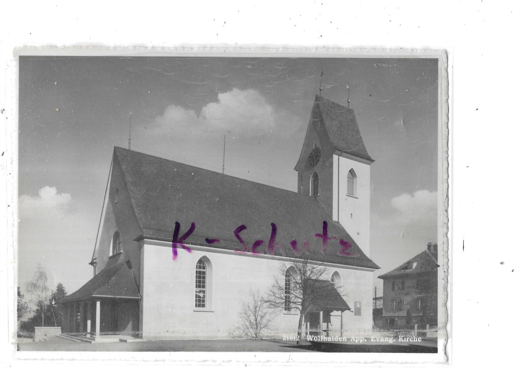 Cartoline postali: AR Wolfhalden Evang.Kirche – Usato da Schocherswil venduto da Wilare