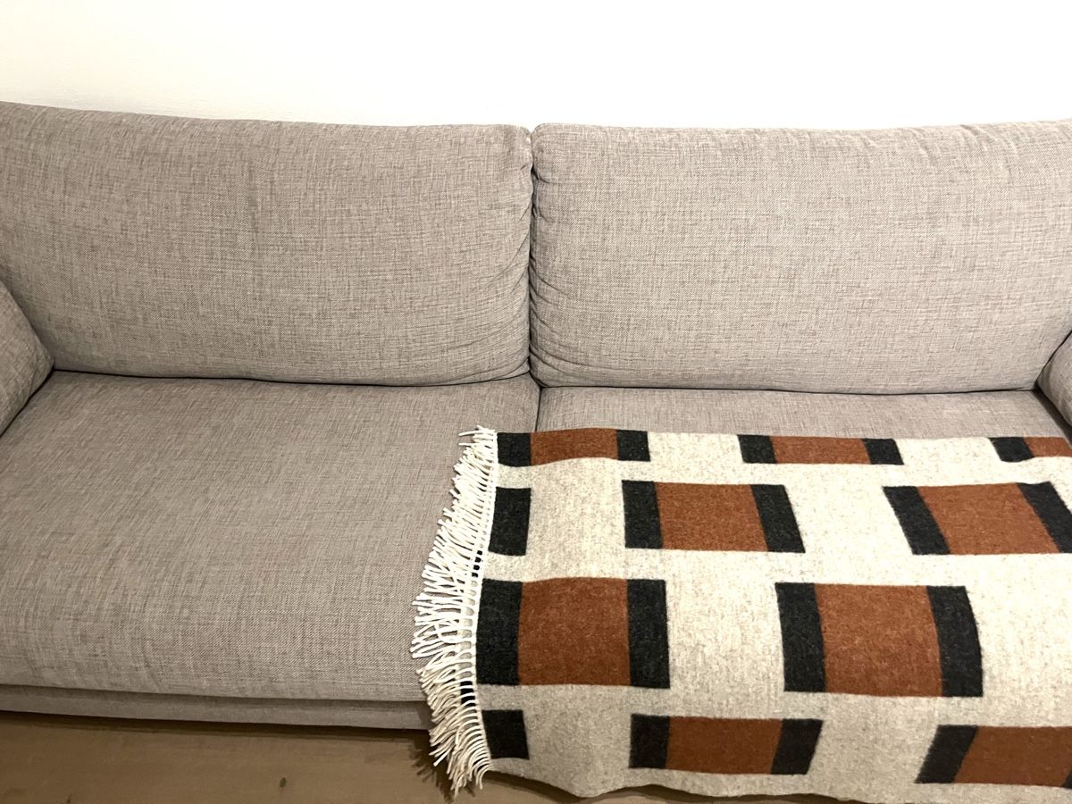 Pfister Divani: Grey Fabric Sofa with Patterned Throw Blanket Used – Usato da Zürich venduto da Jer_zh 3