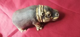 figur Flusspferd schwarz beige guter Zustand schwer.