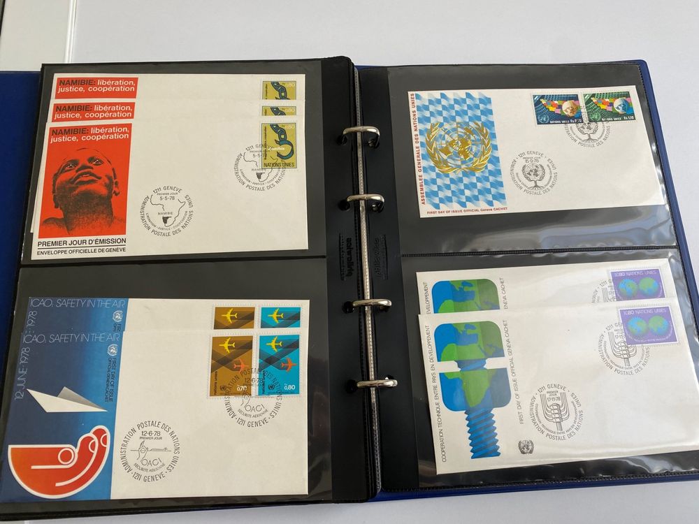 Alle Briefmarken: Ersttagsbriefe Vereinte Nationen 1974-1979 – Gebraucht aus Canobbio von cog_bp5c