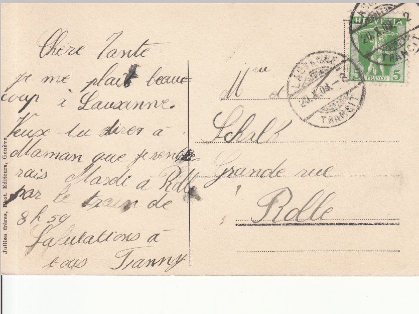 Cartoline postali: Lausanne 1908 – Usato da Bürglen TG venduto da StampGraf 1