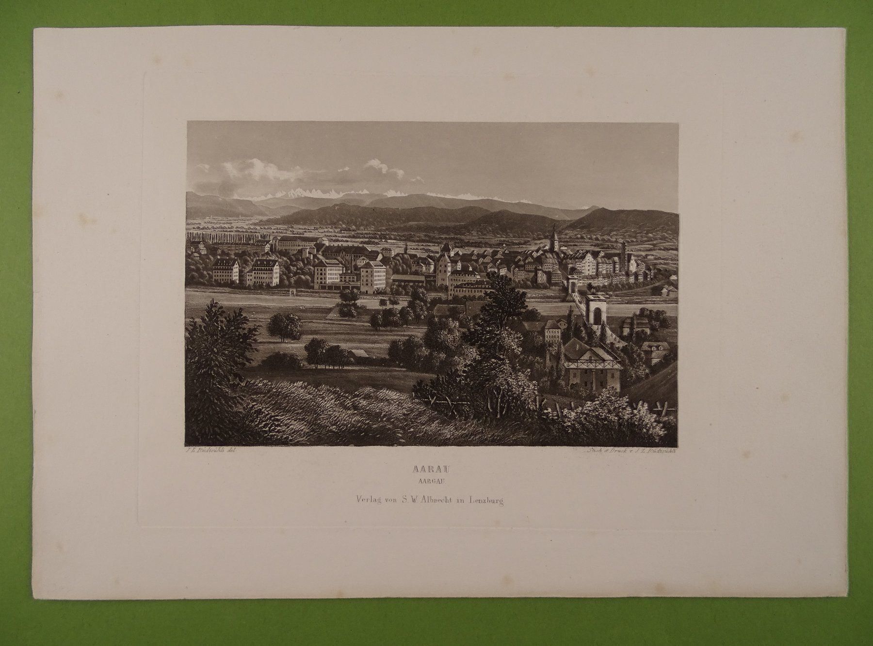 Incisioni: AARAU, AQUATINTA 1865 – Usato da Grüningen venduto da Kartensammler 1