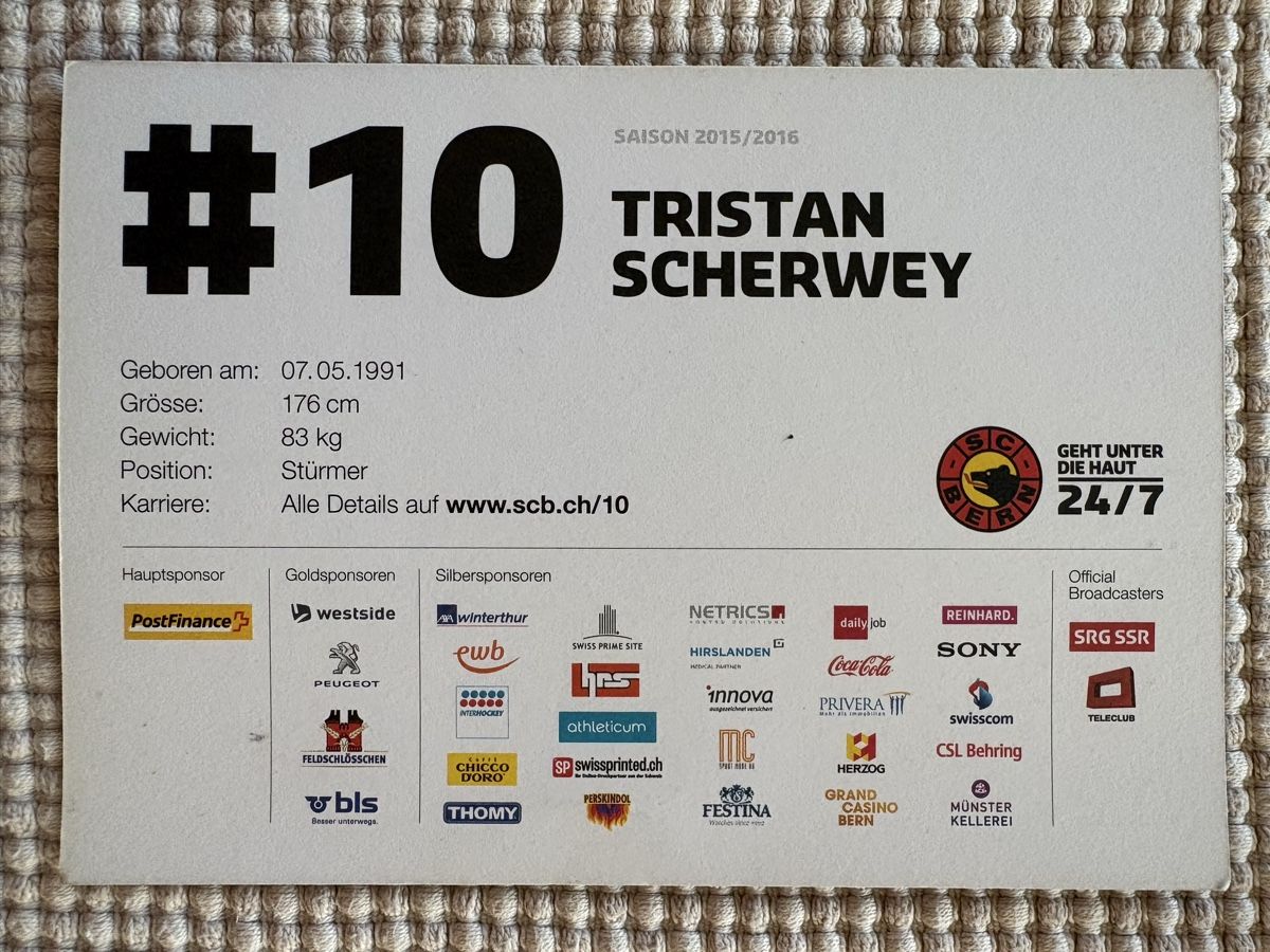 Autographes: AK Autogramm von SCBern / Tristan Scherwey – D'occasion à Rümlang par Kartenpost1 1