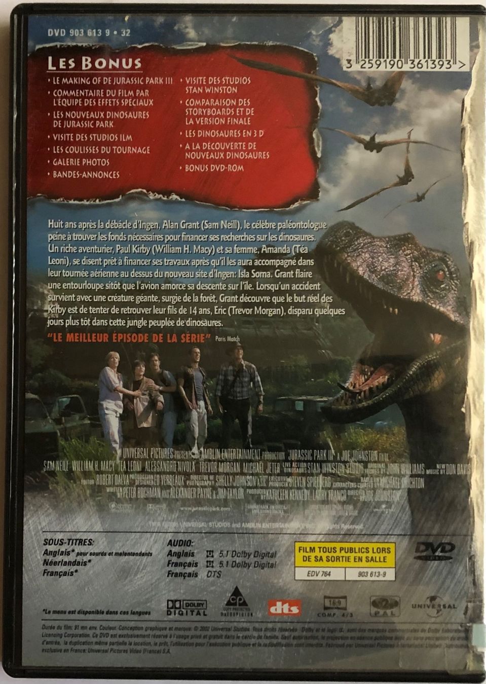Tous les DVDs: JURASSIC PARK III – D'occasion à Poliez-Pittet par Newtown-Records 1