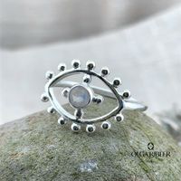 Silberring Fatima Auge Mondstein Grösse 56