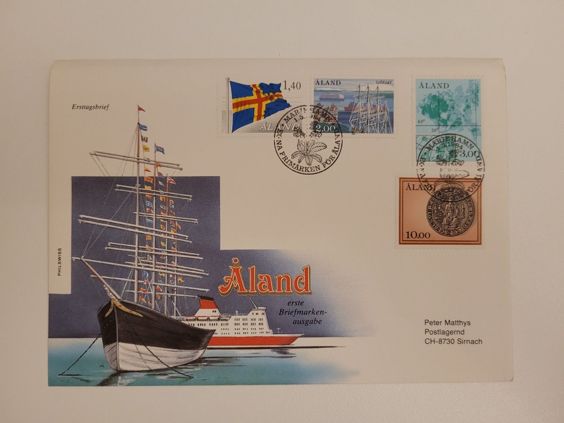 Tous les timbres: Aland 1984, 1. Briefmarkenausgabe FDC – D'occasion à Inwil par Flower2325