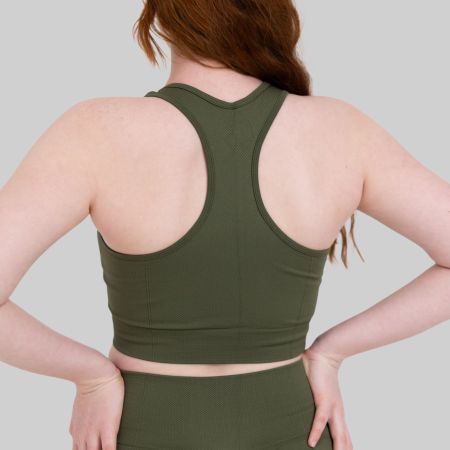 Sport BH Damen Nahtlos Fitness Komfort Dunkel Grün L YAKWARY
