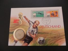 Münzbrief Kambodscha 4 Riels 1989  - Fussball WM 90 Italia