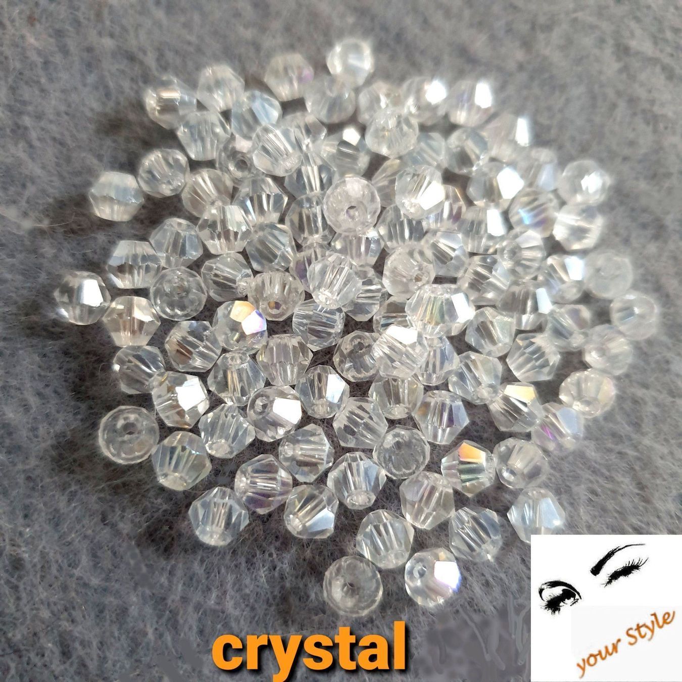 Perlen (unechte): 100 Stk.Glas-Perlen 4mm crystal AB Lüster – Neu und originalverpackt aus Oberglatt ZH von -your-Style-