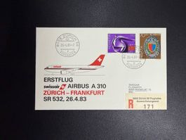 Swissair Erstflugbrief Zürich-Frankfurt 1983