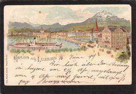 Gruss aus Luzern , Dampfschiff , gel. 1899