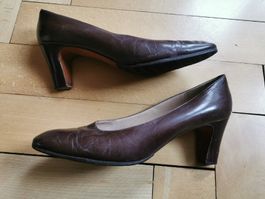 Braune Vintage Leder Pumps von Varese, Made in Italy, Gr. 39