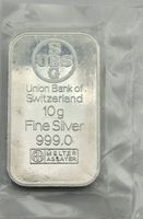 UBS Silberbarren 10 g 999.0 Feinsilber Original verschweisst