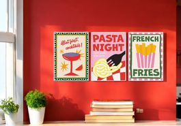 Ensemble de 3x poster affiche déco cuisine restaurant
