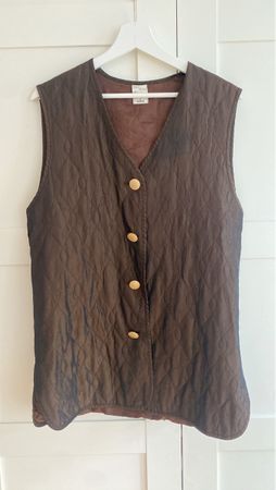 Elegante, gesteppte braune Vintage-Weste, Grösse 38