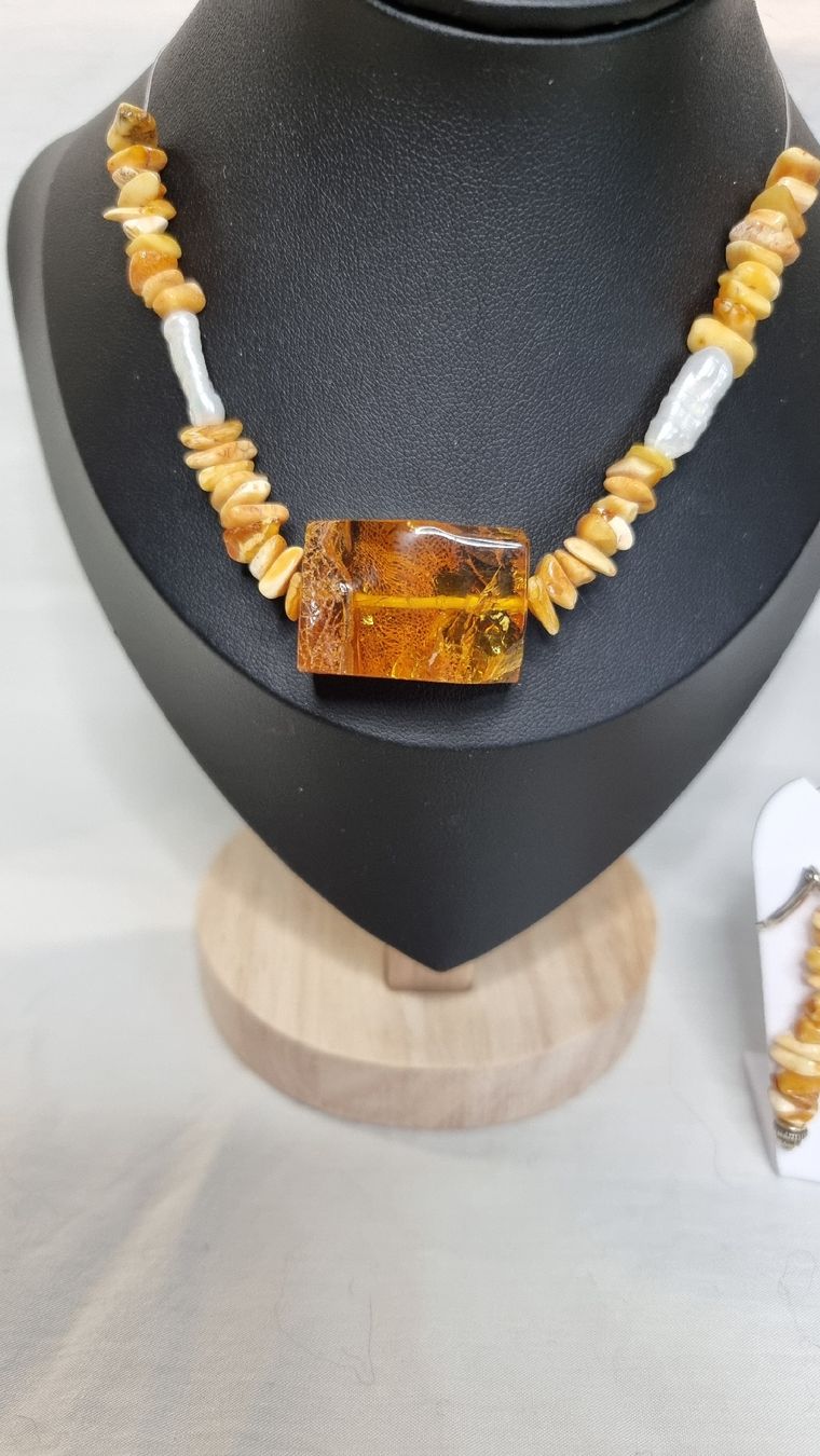 Sonstiger Schmuck: Bernstein Kette mit Anhänger & Ohrringe, 925 Silber – Neu und originalverpackt aus Meisterschwanden von TiSiBu59 1