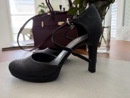 Pumps schwarz glitzer Gr. 40 wie neu!. Ab1.-